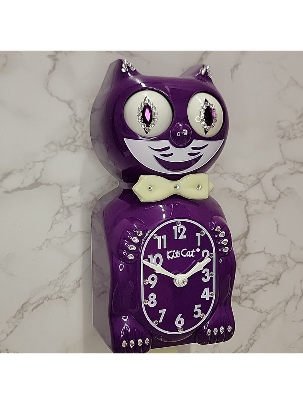 Rare Jeweled Boysenberry Kit Cat Klock with glow in the dark bow tie & tail - Picture 5 of 12